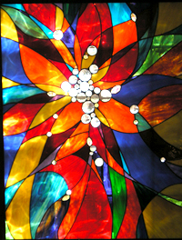Stained Glass Detail of 5 Panel Installation